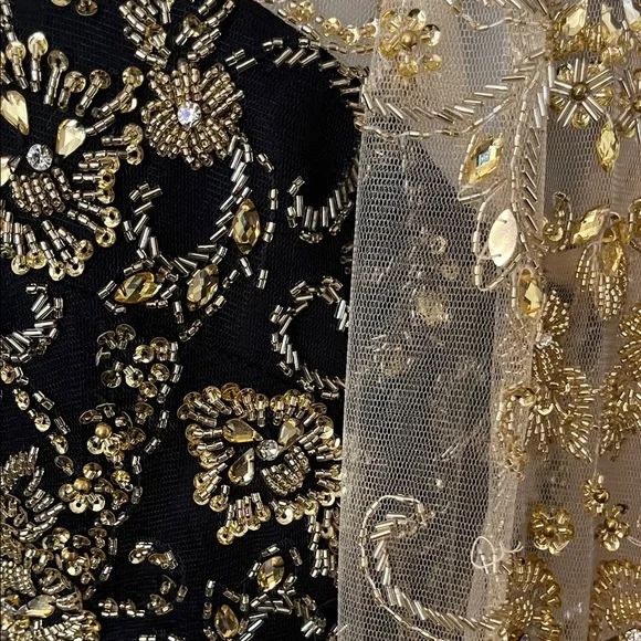 Vintage Eureka Black and Gold Embroidered Long Sleeve Dress.  Sz 10 - Picture 10 of 11